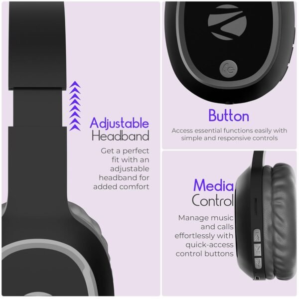 Zebronics Thunder (2026 Upgrade) Wireless Headphones,